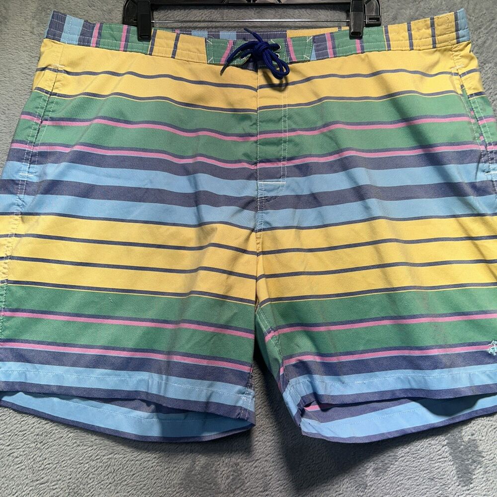 Brooks Brothers Swim Shorts Men 2XL Multicolor Striped Drawstring Lined Pockets